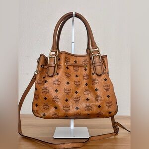 MCM Cognac Bucket Crossbody Bag